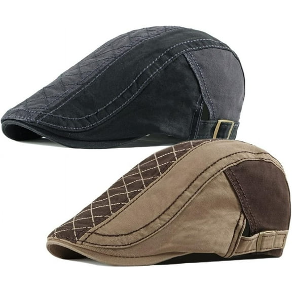 2 Pack Men's Cotton Flat Cap Ivy Gatsby Newsboy Hat