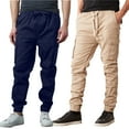 thumbnail image 1 of 2-Pack Men's Cotton Flex Stretch Cargo Jogger Pants (Sizes, S-2XL), 1 of 5