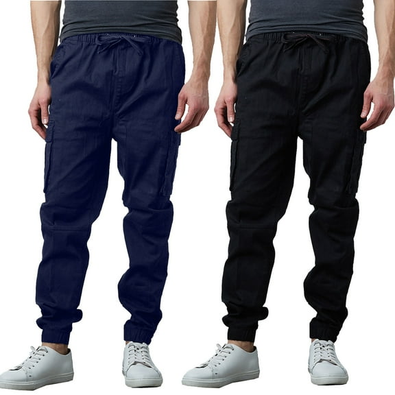 2-Pack Men's Cotton Flex Stretch Cargo Jogger Pants (Sizes, S-2XL)