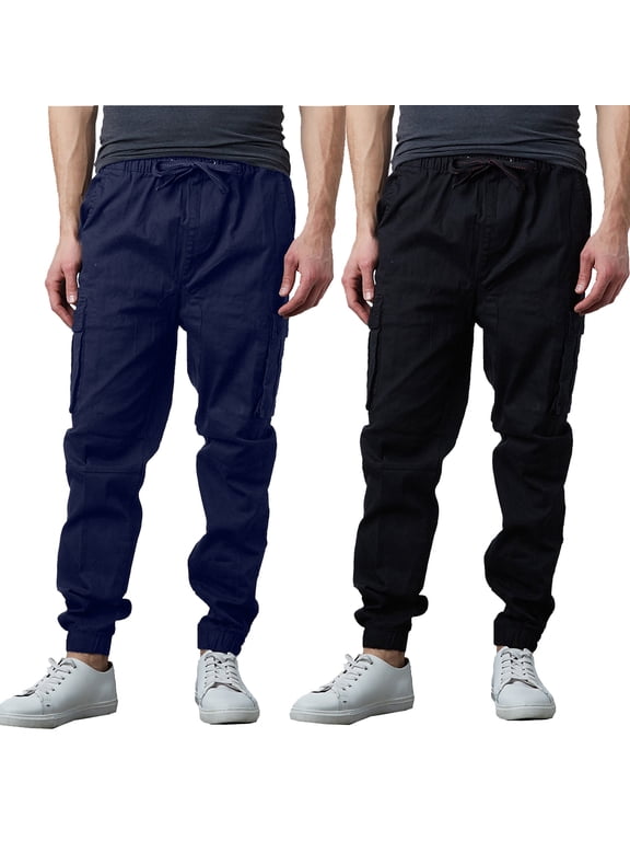 2-Pack Men's Cotton Flex Stretch Cargo Jogger Pants (Sizes, S-2XL)
