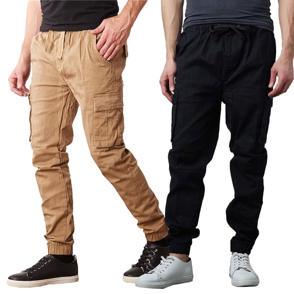 2-Pack Men's Cotton Flex Stretch Cargo Jogger Pants (Sizes, S-2XL)