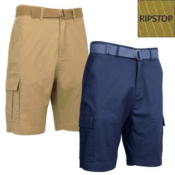 2-Pack Men's Cotton Stretch Ripstop Cargo Shorts With Belt (Size - 32-42)