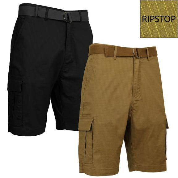 2-Pack Men's Cotton Stretch Ripstop Cargo Shorts With Belt (Size - 32-42)