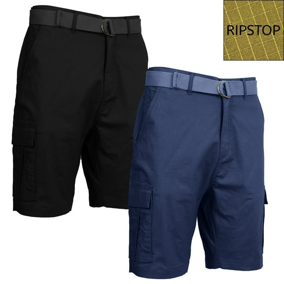 2-Pack Men's Cotton Stretch Ripstop Cargo Shorts With Belt (Size - 32-42)