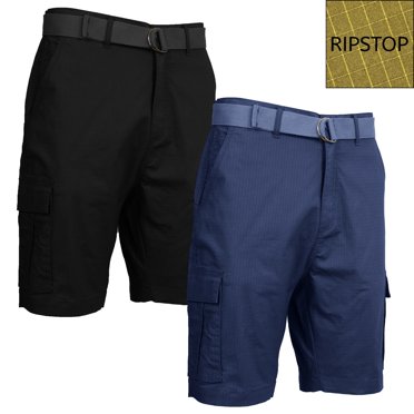 Men's Cotton Stretch Ripstop Cargo Shorts With Belt - 3-Pack, Sizes 32-42, NEW