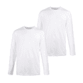thumbnail image 1 of 2 Pack Men's Cotton T-Shirts Long Sleeve Crew Neck Classic Fit  Solid Tee Regular Big & Tall S-3XL Workout Breathable Casual Layer Menswear Top Basic, 1 of 2