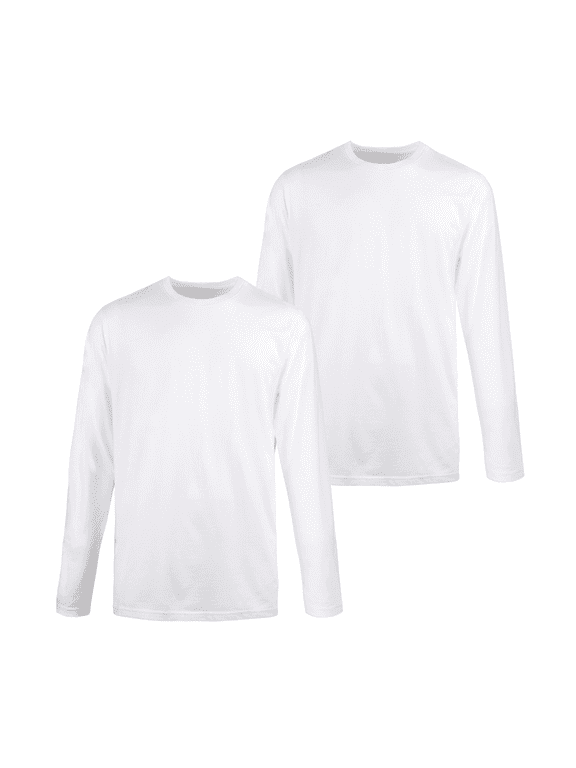 2 Pack Men's Cotton T-Shirts Long Sleeve Crew Neck Classic Fit Solid Tee Regular Big & Tall S-3XL Workout Breathable Casual Layer Menswear Top Basic