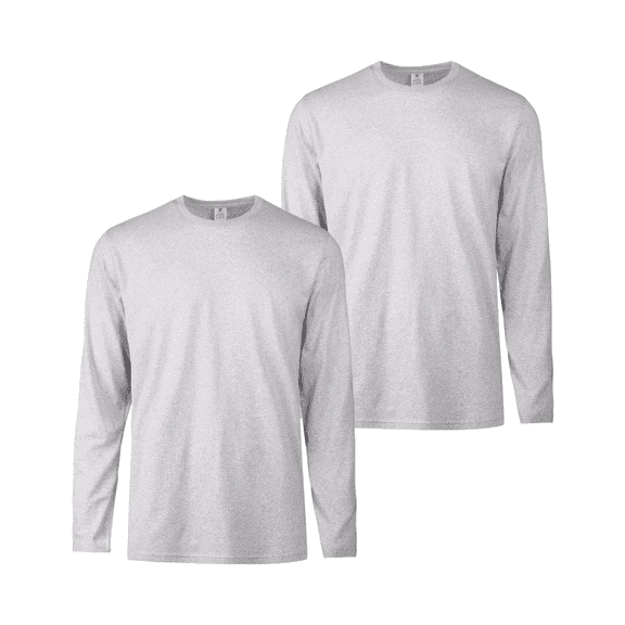 2 Pack Men's Cotton T-Shirts Long Sleeve Crew Neck Classic Fit Solid Tee Regular Big & Tall S-3XL Workout Breathable Casual Layer Menswear Top Basic