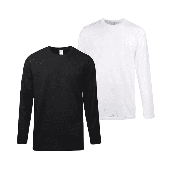 2 Pack Men's Cotton T-Shirts Long Sleeve Crew Neck Classic Fit  Solid Tee Regular Big & Tall S-3XL Workout Breathable Casual Layer Menswear Top Basic