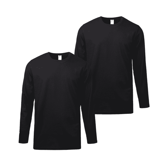 2 Pack Men's Cotton T-Shirts Long Sleeve Crew Neck Classic Fit Solid Tee Regular Big & Tall S-3XL Workout Breathable Casual Layer Menswear Top Basic