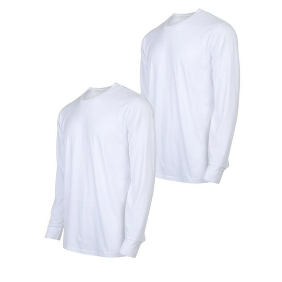 2 Pack Men's Cotton T-Shirts with Ridded Cuff Crew Neck Long Sleeve Classic Fit Tee S-3XL Regular Big & Tall Breathable Casual Menswear Top Streetwear