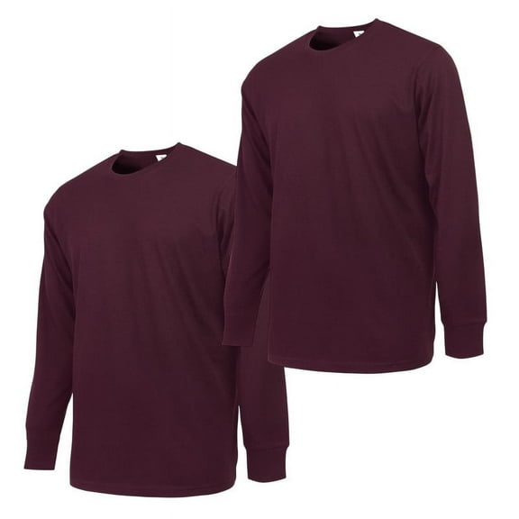 2 Pack Men's Cotton T-Shirts with Ridded Cuff Crew Neck Long Sleeve Classic Fit Tee S-3XL Regular Big & Tall Breathable Casual Menswear Top Streetwear