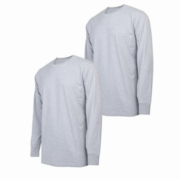 2 Pack Men's Cotton T-Shirts with Ridded Cuff Crew Neck Long Sleeve Classic Fit Tee S-3XL Regular Big & Tall Breathable Casual Menswear Top Streetwear