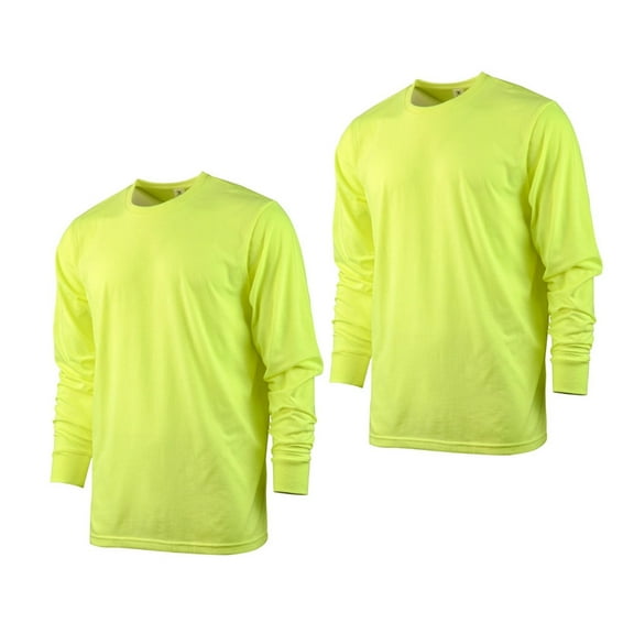 2 Pack Men's Cotton T-Shirts with Ridded Cuff Crew Neck Long Sleeve Classic Fit Tee S-3XL Regular Big & Tall Breathable Casual Menswear Top Streetwear