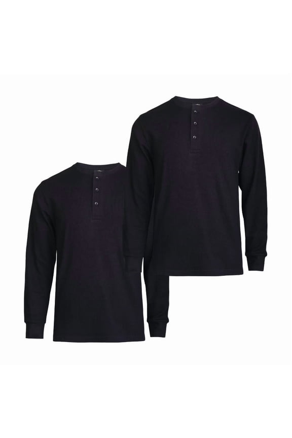 2 Pack Men's Cotton Waffle-Knit Thermal Henley Shirt Long Sleeve S-3XL Breathable Fashion Casual Pullover Solid Tops Knitwear Menswear Sweater Spring Comfort
