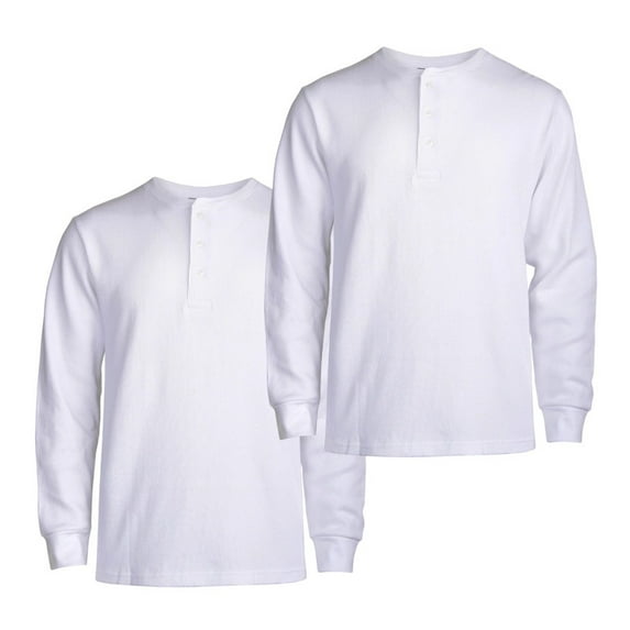2 Pack Men's Cotton Waffle-Knit Thermal Henley Shirt Long Sleeve S-3XL Breathable Fashion Casual Pullover Solid Tops Knitwear Menswear Sweater Spring Comfort