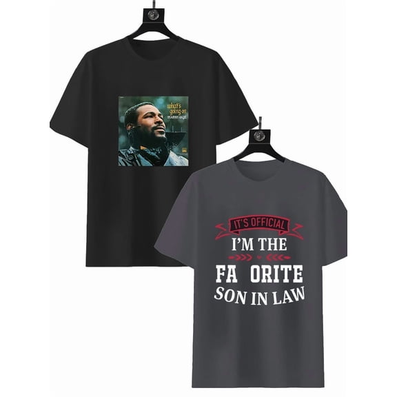 2 Pack Men's Crew Neck Hipster T Shirt - Casual Stylish Fitted Print Tees for Men Black,Gray XL