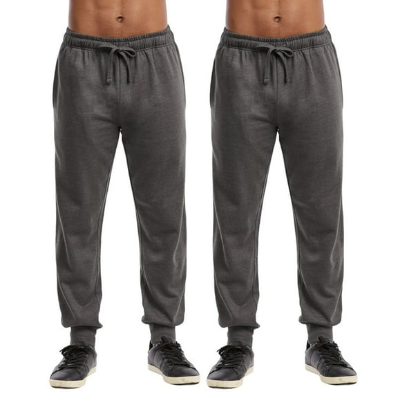2 Pack Men's Fleece Jogger Cotton Lightweight Sweatpants with Drawstring and Pockets Warming Thermal Lined Causal Athletic Jogging Trousers Menswear