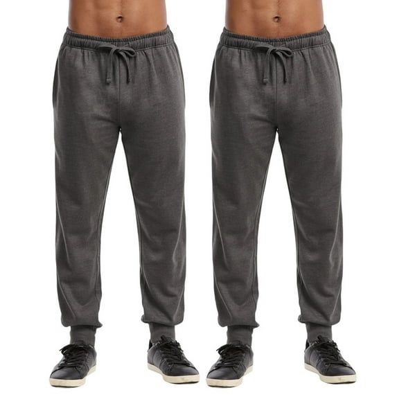 2 Pack Men's Fleece Jogger Cotton Lightweight Sweatpants with Drawstring and Pockets Warming Thermal Lined Causal Athletic Jogging Trousers Menswear
