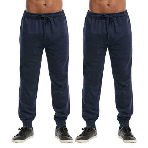 2 Pack Men's Fleece Jogger Cotton Lightweight Sweatpants with Drawstring and Pockets Warming Thermal Lined Causal Athletic Jogging Trousers Menswear