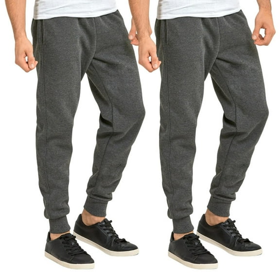 2 Pack Men's Fleece Jogger Heavyweight Sweatpants Cotton Drawstring and Pockets S-3XL Regular Big & Tall Casual Elastic Waist Menswear Thermal Trouser