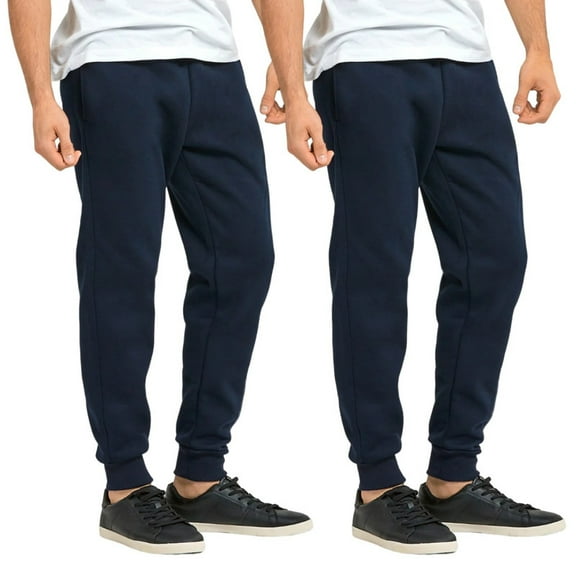 2 Pack Men's Fleece Jogger Heavyweight Sweatpants Cotton Drawstring and Pockets S-3XL Regular Big & Tall Casual Elastic Waist Menswear Thermal Trouser