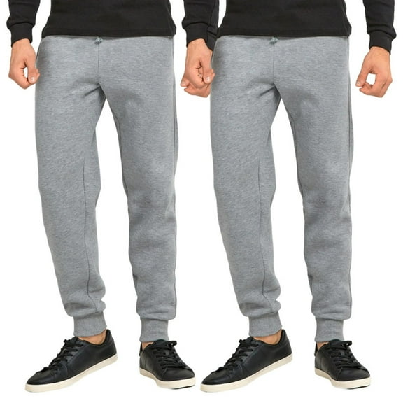 2 Pack Men's Fleece Jogger Heavyweight Sweatpants Cotton Drawstring and Pockets S-3XL Regular Big & Tall Casual Elastic Waist Menswear Thermal Trouser