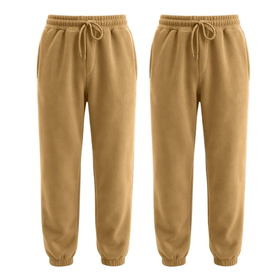 2 Pack Men's Fleece Jogger Pants Elastic Drawstring Waist Tapered ...