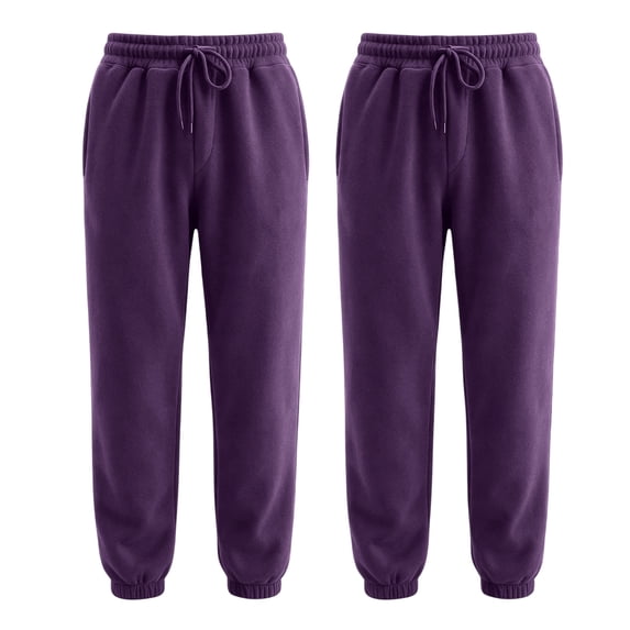 2 Pack Men's Fleece Jogger Pants Elastic Drawstring Waist Tapered ...