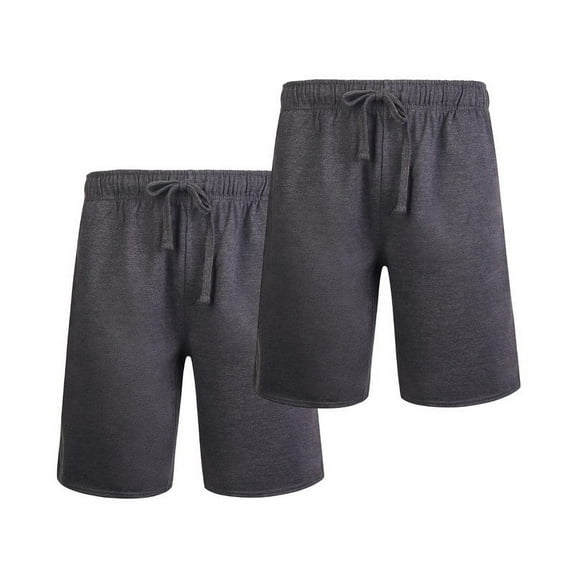 2 Pack Men's Fleece Shorts Cotton with Drawstring and Pockets Lightweight Casual Warming Thermal Lined Menswear Bottoms Athletic Warm Spring Fall Winter