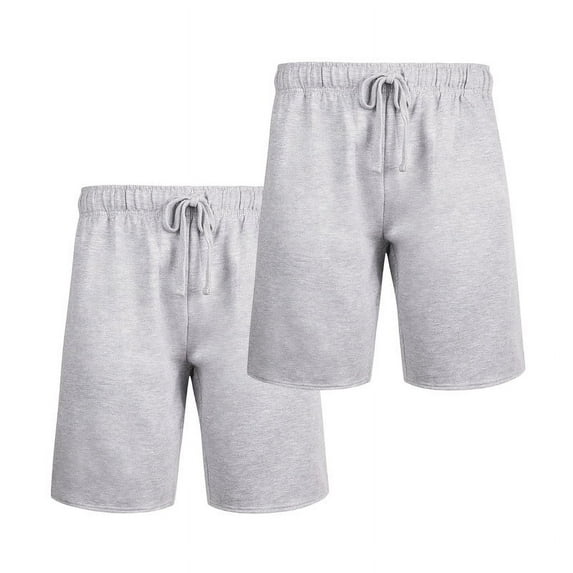 2 Pack Men's Fleece Shorts Cotton with Drawstring and Pockets Lightweight Casual Warming Thermal Lined Menswear Bottoms Athletic Warm Spring Fall Winter