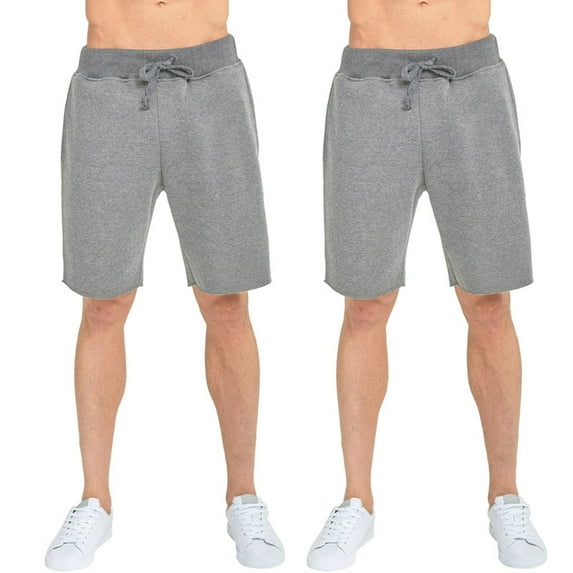 2 Pack Men's Fleece Shorts Heavyweight Cotton with Drawstring and Pockets Solid S-3XL Casual Elastic Waist Thermal Lined Stylish Menswear Bottoms Activewear