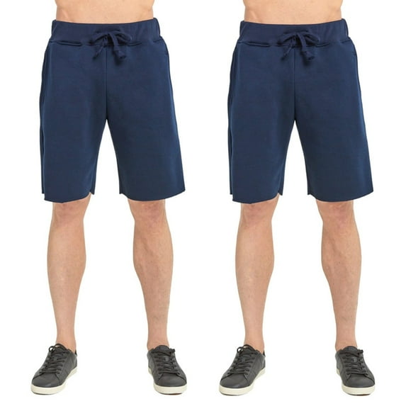 2 Pack Men's Fleece Shorts Heavyweight Cotton with Drawstring and Pockets Solid S-3XL Casual Elastic Waist Thermal Lined Stylish Menswear Bottoms Activewear