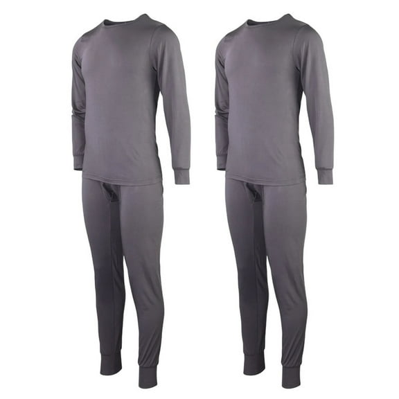 2 Pack Men's Fleece Thermal Underwear 2 Piece Set S-3XL Top & Bottom Combo Shirts and Pants Warm Lined Underwear Basic Layer Fall Winter Cold Weather
