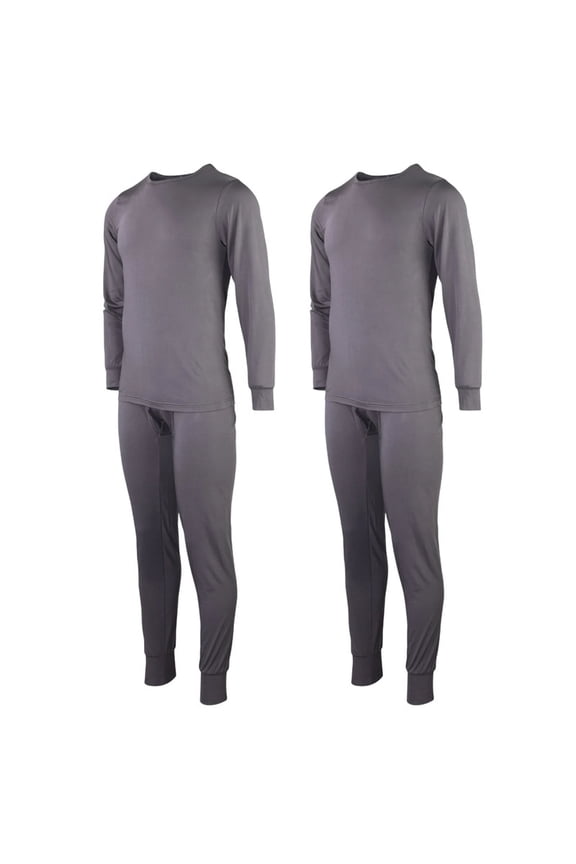 2 Pack Men's Fleece Thermal Underwear 2 Piece Set S-3XL Top & Bottom Combo Shirts and Pants Warm Lined Underwear Basic Layer Fall Winter Cold Weather
