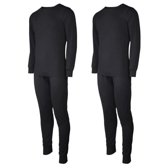 2 Pack Men's Fleece Thermal Underwear 2 Piece Set S-3XL Top & Bottom Combo Shirts and Pants Warm Lined Underwear Basic Layer Fall Winter Cold Weather