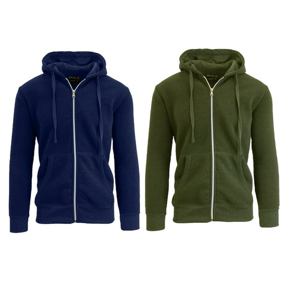 2 Pack Men's Fleece Zip-Up Hoodie