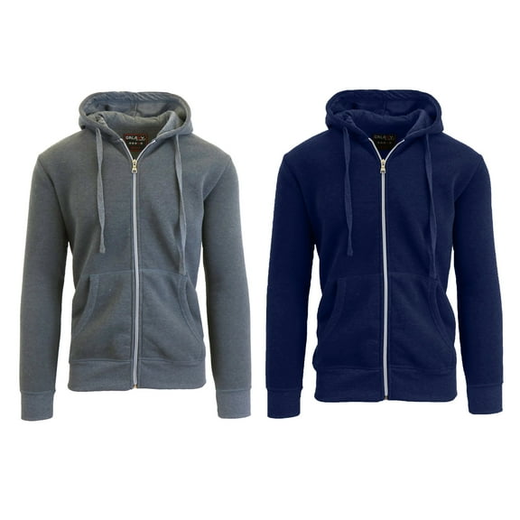 2 Pack Men's Fleece Zip-Up Hoodie