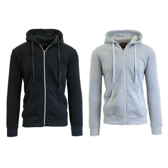 2 Pack Men's Fleece Zip-Up Hoodie