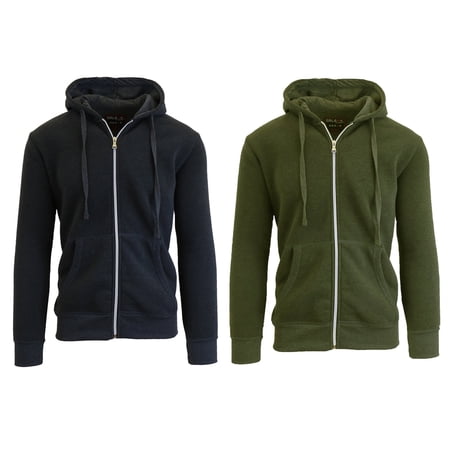 2 Pack Men's Fleece Zip-Up Hoodie