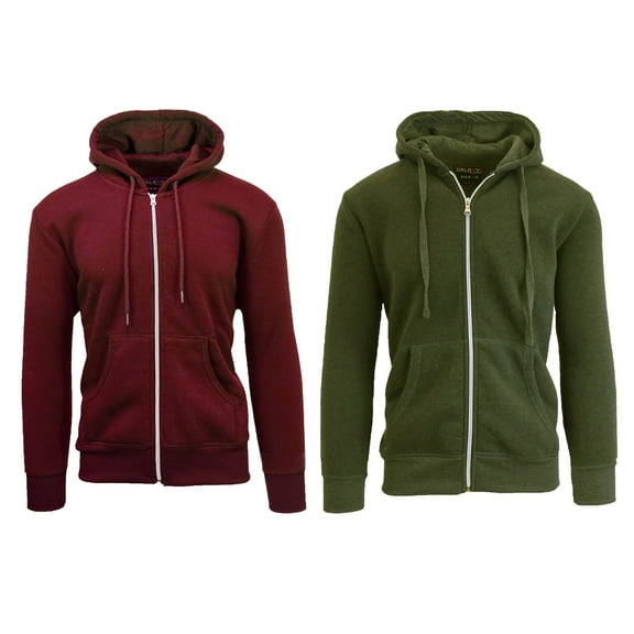 2 Pack Men's Fleece Zip-Up Hoodie
