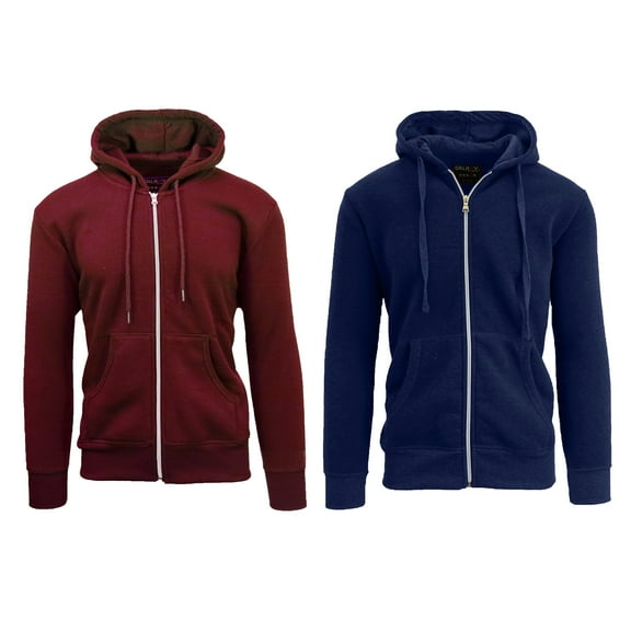 2 Pack Men's Fleece Zip-Up Hoodie