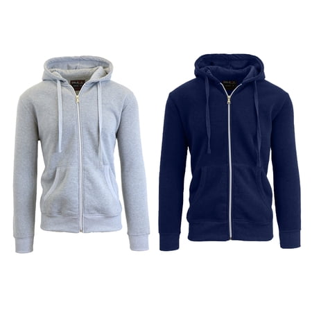 2 Pack Men's Fleece Zip-Up Hoodie
