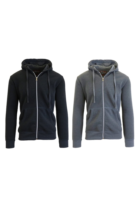 2 Pack Men's Fleece Zip-Up Hoodie