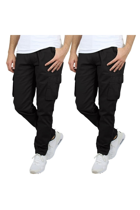 2-Pack Men's Flex-Stretch Cotton Cargo Pants, 31-Inch Inseam - Comfortable and Durable