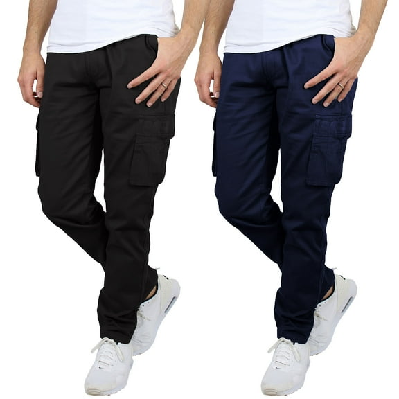 2-Pack Men's Flex-Stretch Cotton Cargo Pants, 31-Inch Inseam - Comfortable and Durable