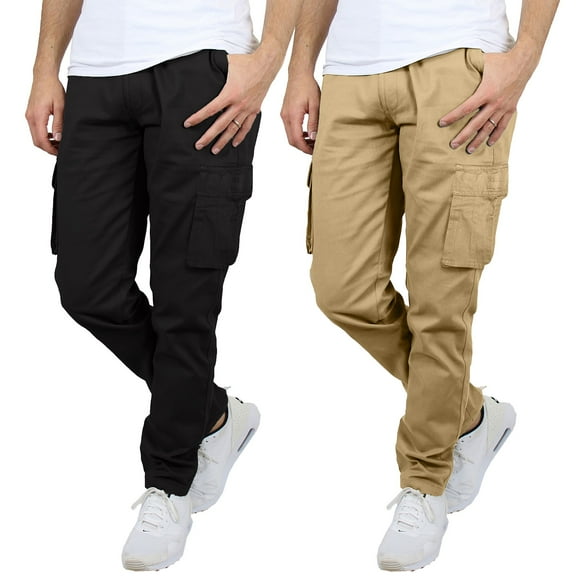 2-Pack Men's Flex-Stretch Cotton Cargo Pants, 31-Inch Inseam - Comfortable and Durable