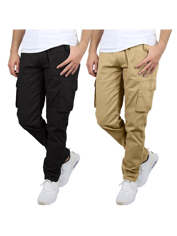 2-Pack Men's Flex-Stretch Cotton Cargo Pants, 31-Inch Inseam - Comfortable and Durable