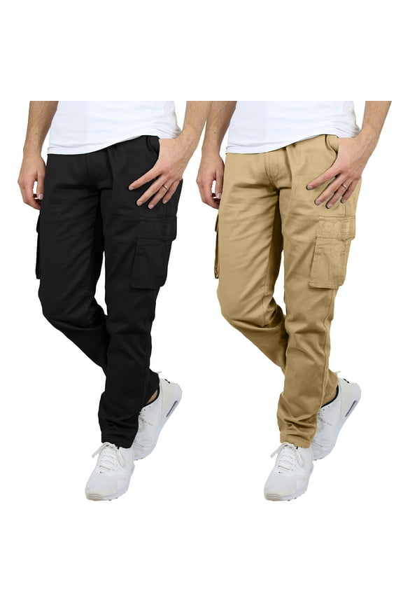 2-Pack Men's Flex-Stretch Cotton Cargo Pants, 31-Inch Inseam - Comfortable and Durable