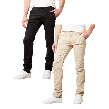 2-Pack Men's Flex Stretch Slim Fit Cotton Everyday Chino Pants (31" Inseam)